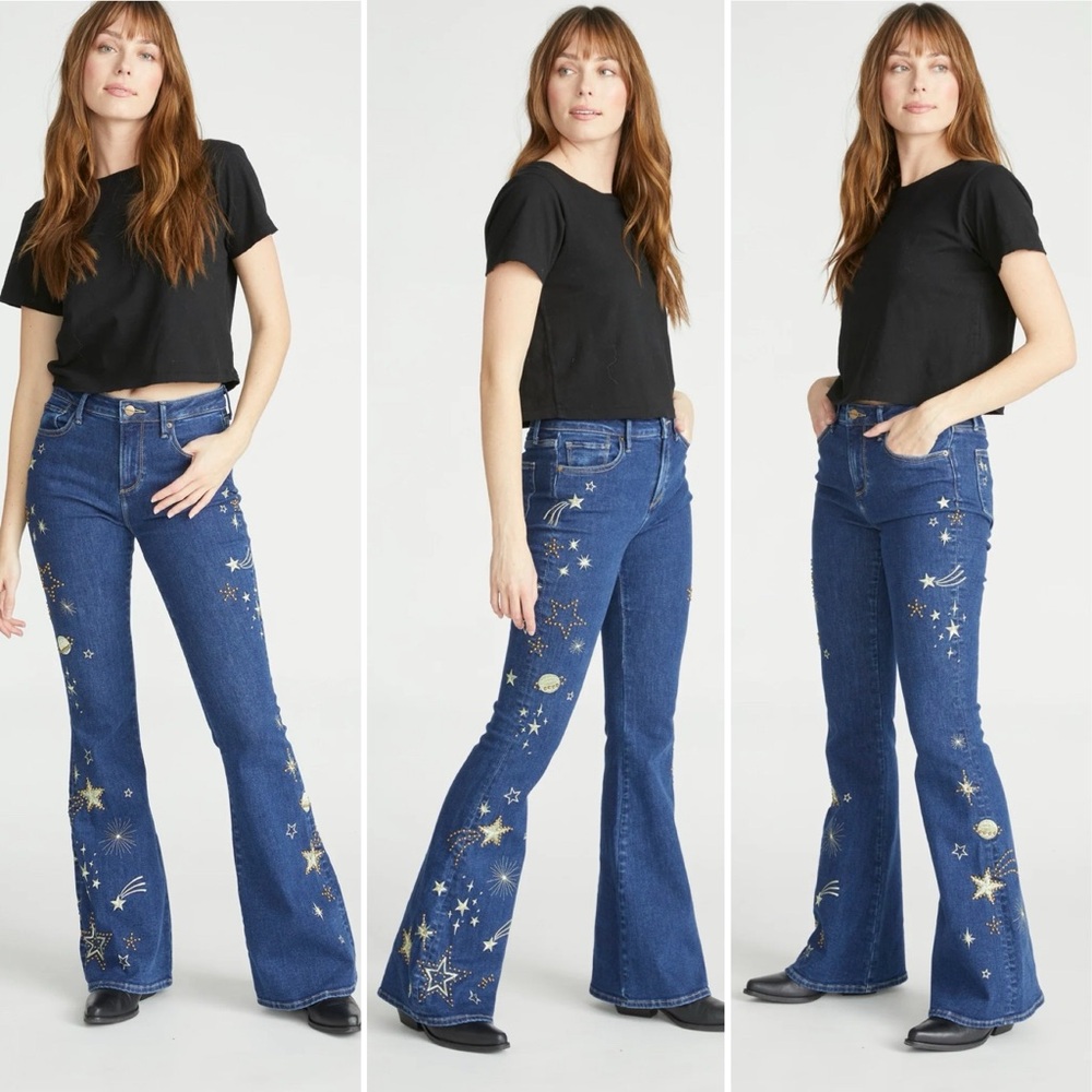 Brand NWT Farrah X Driftwood Shooting Star Flare Jeans - Size 27